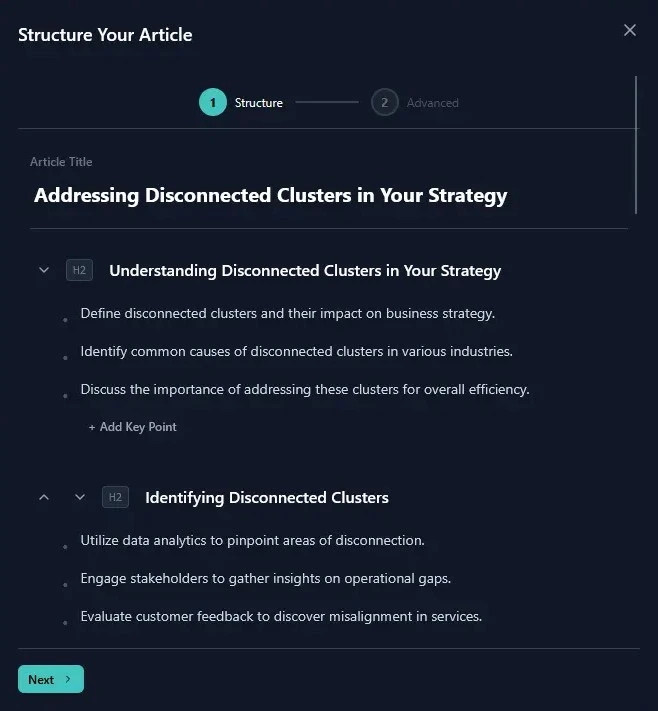 SEO-optimized outlines in RankAhead